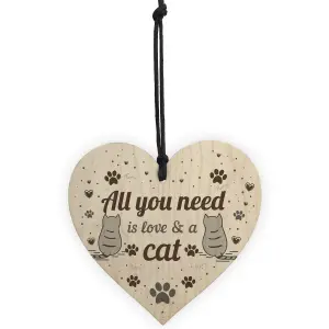 Red Ocean All You Need Is Love And A Cat Gift Cat Sign Hanging Heart Decoration Cat Lover Gift