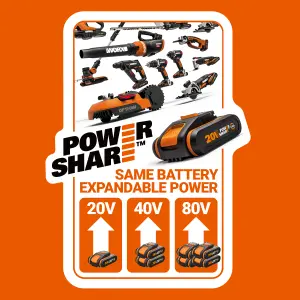 WORX WG737E 40V 37cm Cordless Brushless Lawn Mower with 2 x 4.0Ah Batteries & Charger