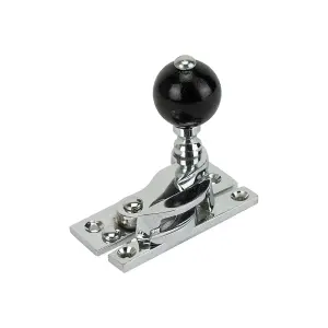 Sash Heritage Claw Fastener with Black Wood Knob (Non-Locking) - Polished Chrome