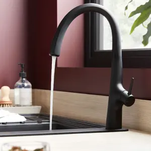 GoodHome Edulis Black Graphite effect Kitchen Side lever Tap