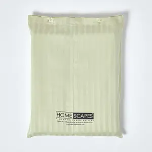 Homescapes Sage Green Egyptian Cotton Satin Stripe Flat Sheet 330 TC, Super King