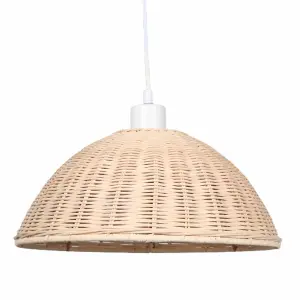 First Choice Lighting Set of 2 Colette Rattan Dome Pendant Lightshades