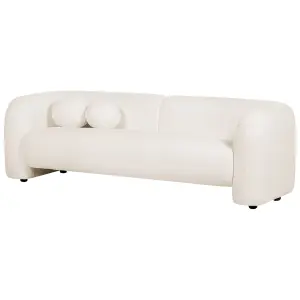 4 Seater Boucle Living Room Set White LEIREN