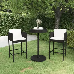 Garden Bar Set with Cushions Patio Black