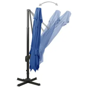 Berkfield Cantilever Umbrella with Double Top 300x300 cm Azure Blue