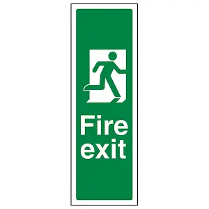 Fire Exit Arrow Man Right Portrait - Rigid Plastic - 200x600mm (x3)