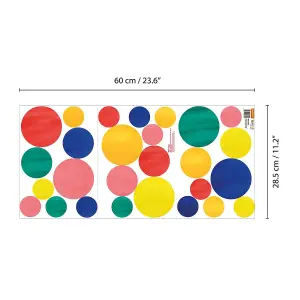 Walplus Watercolour Circles Colourful Rainbow X 5 Kids Sticker PVC Multicoloured, Yellow, Green