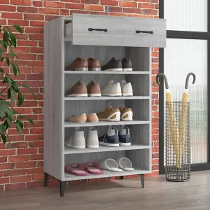 Berkfield Shoe Cabinet Grey Sonoma 60x35x105 cm Engineered Wood