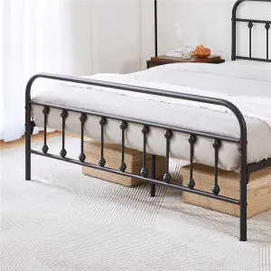 Yaheetech Black 5ft King Vintage Metal Bed Frame with High Headboard and Footboard