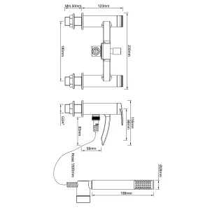 GoodHome Kariya Matt Black Deck-mounted Bath mixer tap with shower kit