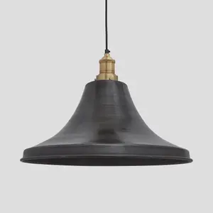 Industville Brooklyn Giant Bell Pendant, 20 Inch, Pewter, Brass Holder