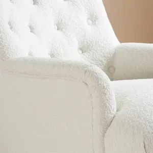 White Boucle Arm Chair Birlea Padstow Easy Chair Fabric Accent