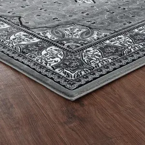 Abaseen 60x110 cm Light Grey Royal Tabriz Rug Classic Oriental Rug 10mm Soft Pile Washable Area Rugs for Home and Office