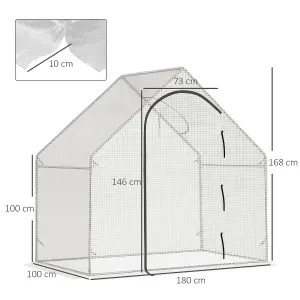 Outsunny Walk-In Portable Greenhouse Mini Grown House Steel Frame Window White