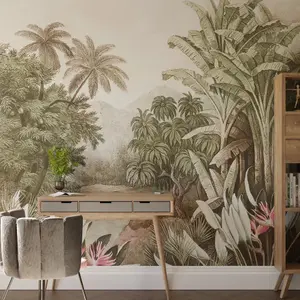 Art For the Home Vintage Jungle Mono Print To Order Fixed Size Mural