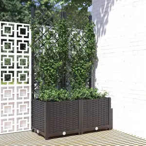 Berkfield Garden Planter with Trellis Black 80x40x136 cm PP