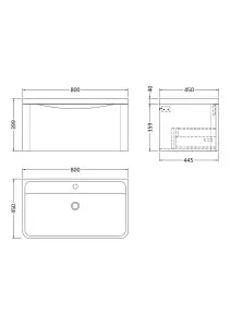 Wall Hung 1 Drawer Vanity Basin Unit with Polymarble Basin, 800mm - Satin Blue