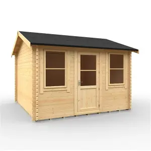 12ft x 12ft (3550mm x 3550mm) Horsforth "The Springfield Plus" 44mm Log Cabin With 2 Opening Window