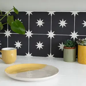 Quadrostyle Starry Night Black Wall Tile and Furniture Vinyl Stickers 15cm(L) 15cm(W) pack of 6