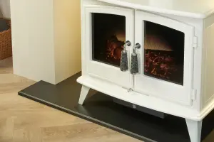 Acantha Pre-Built Stove Media Wall 2 with TV Recess & Woodhouse Electric Stove in White