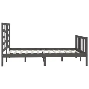 Berkfield Bed Frame Grey Solid Wood 150x200 cm 5FT King Size