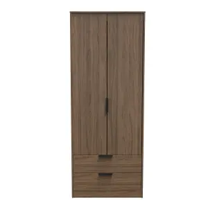 Fuji 2 Door 2 Drawer Wardrobe in Carini Walnut (Ready Assembled)