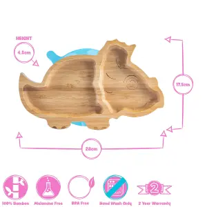 Tiny Dining - Children's Bamboo Suction Dinosaur Plate - Pink