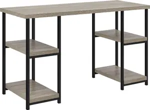 Elmwood double pedestal desk in distressed grey oak