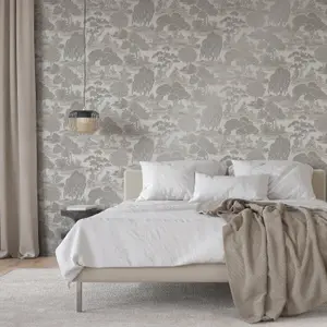 Fine Decor Zen Toile Silver Wallpaper