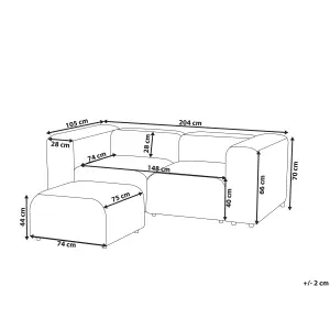 2 Seater Modular Velvet Sofa with Ottoman Grey FALSTERBO