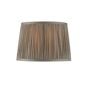 Tapered Cylinder Lamp Shade - Charcoal Grey Silk - 60W E27 or B22 GLS - e10825