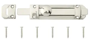 Smith & Locke Satin Nickel-plated Silver Nickel effect Zamak Flat Straight Door bolt N458 (L)152mm (W)30mm