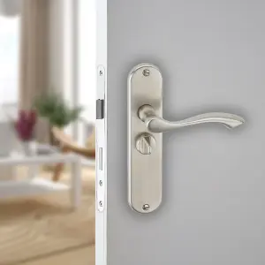 URBNLIVING 184mm Length 12 Pcs Kensington Metal & Satin Nickel Bathroom Lever Latch Door Handle Set