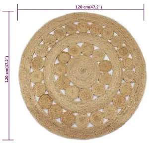 Berkfield Area Rug Braided Design Jute 120 cm Round