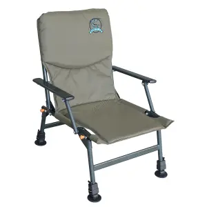 Carpzilla Outdoor Portable Folding Carp Fishing Chair Camping Heavy Duty 4 Adjustable Legs Dark Green FC-053