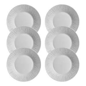 URBNLIVING 2cm Height Grey Opal Glass Luminarc Modern Summer Dessert Plate Set of 6