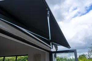 3 x 2.5m Electric Awning with LED Lights - Dark Grey