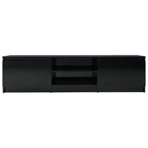 Berkfield TV Cabinet High Gloss Black 140x40x35.5 cm Engineered Wood