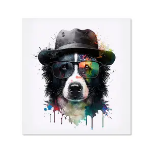 Border Collie Dog Splashart Premium Glass Kitchen Splashback W600mm x H600mm