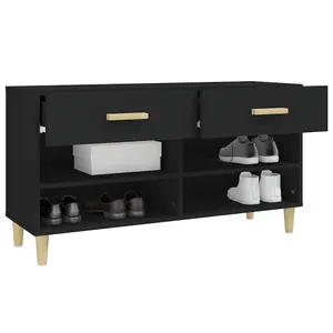 Berkfield Shoe Cabinet Black 102x35x55 cm Engineered Wood