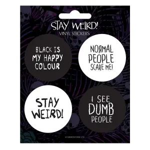 Grindstore Stay Weird Vinyl Stickers (Pack of 4) Black/White (One Size)