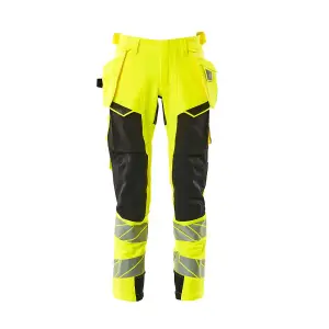 Mascot Accelerate Safe Trousers with Holster Pockets - Hi-Vis Yellow/Black   (32.5) (Leg Length - Regular)