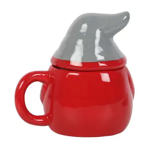 Something Different Gonk Lidded Christmas Mug Red/Grey (One Size)