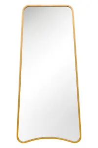 MirrorOutlet The Coartans Gold Metal Isoscelles Trapezoid Shape Framed Garden Wall Mirror with arched bottom 200CM X 95CM