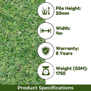 Fern 20mm Soft Outdoor Artificial Grass, Value For Money, Pet-Friendly Artificial Grass-15m(49'2") X 4m(13'1")-60m²