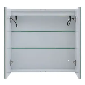 Frameless Double Door Mirrored Bathroom Cabinet with LED Lighting W 650mm x H 600mm