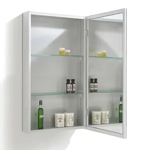 Marvel Bathroom Single Mirrored Wall Cabinet (H)703mm (W)400mm