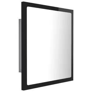 Berkfield LED Bathroom Mirror High Gloss Black 40x8.5x37 cm Engineered Wood