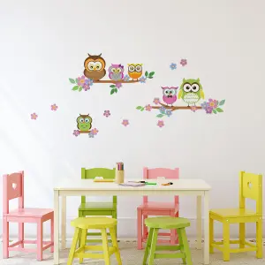 Walplus Owl Flower Tree Kids Sticker PVC Multicoloured