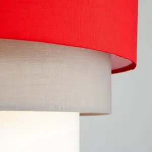 ValueLights Aztec 3 Tier Modern Red Fabric Ceiling Pendant Light Shade